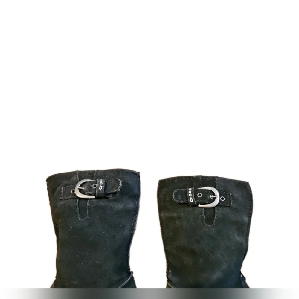 Crocs Black Buckle Boots Zip Up‎ Little Kids Girls Size C10 Winter Preppy